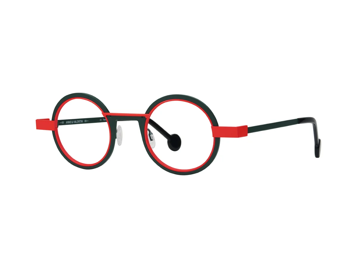 Gafas graduadas Anne et Valentin Wellok redondas en rojo y verde