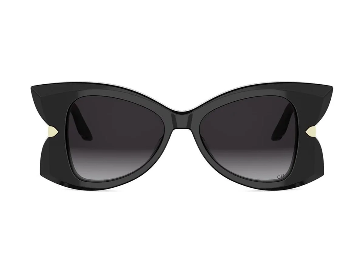 Gafas de sol Dior DiorButterfly S1I en negro brillante con forma de mariposa y lente gris degradada