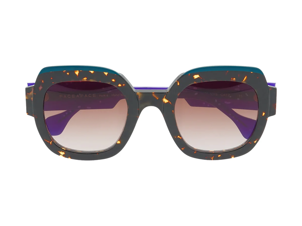 Gafas de sol Face à Face Frost 2 en carey moteado con varillas violetas y lente marrón degradada